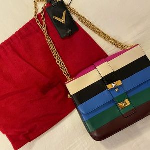 Valentino Striped Shoulder Bag